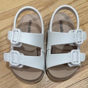 Mini Melissa Kids Double Strap White Sandals